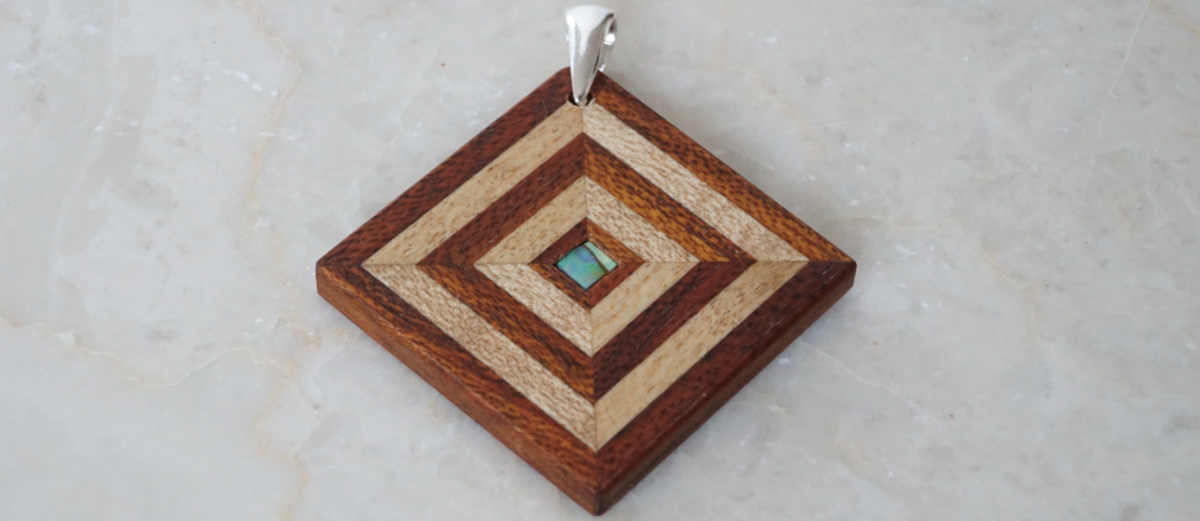 Small Square Wooden Pendant