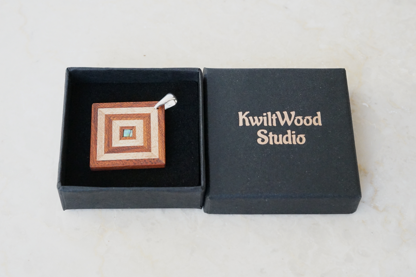 Small Square Wooden Pendant