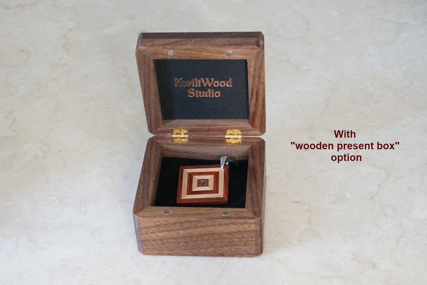 Small Square Wooden Pendant