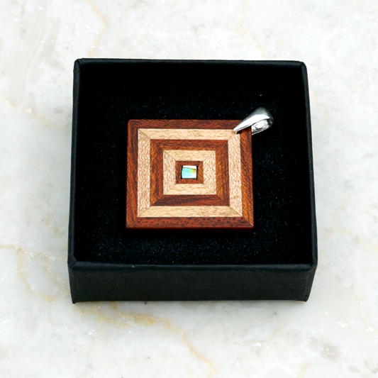 Small Square Wooden Pendant