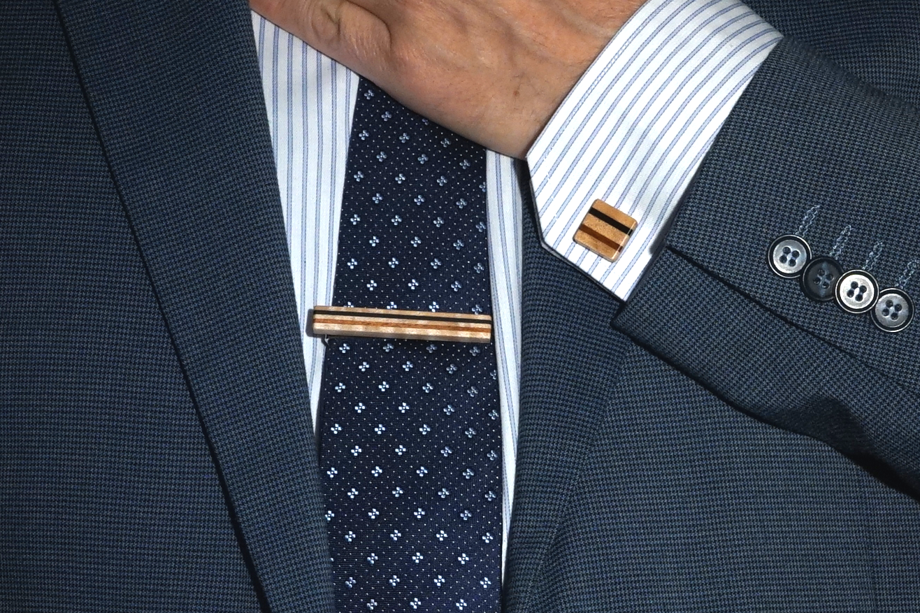 Wooden Tie Bar and Cufflinks Art Deco Style | Wooden Anniversary Gift | Wood Tie Clip Cufflinks | Gift for dad | Gift for Husband/Boyfriend