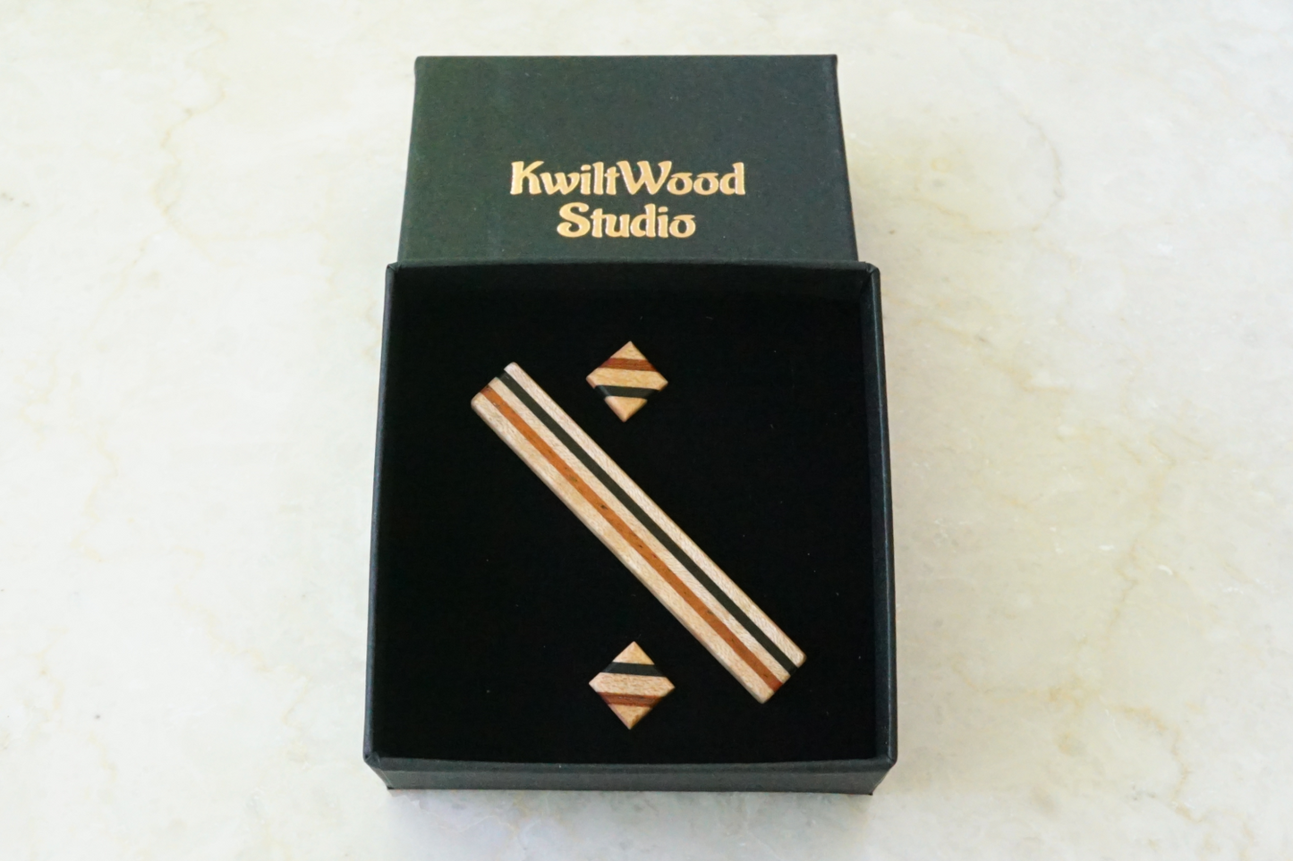 Engagement Gift for Couples : Jewelry Set of Tie Bar and Matching Earrings