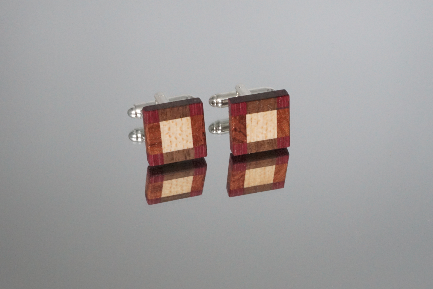 Natural Wood Cuff Links with Geometric Design, Groomsmen Gift, 5th Anniversary Gift, Gift for Dad/Husband/Boyfriend