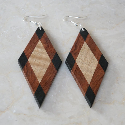 Dangling Earrings Made of Exotic Wood