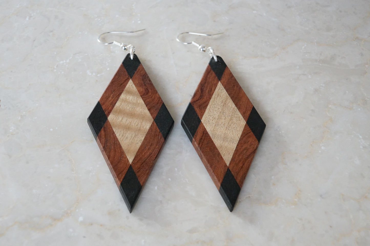 Dangling Earrings Made of Exotic Wood