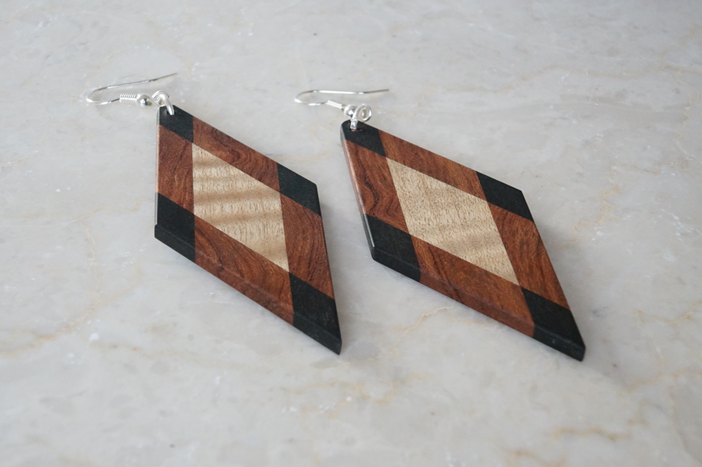 Dangling Earrings Made of Exotic Wood