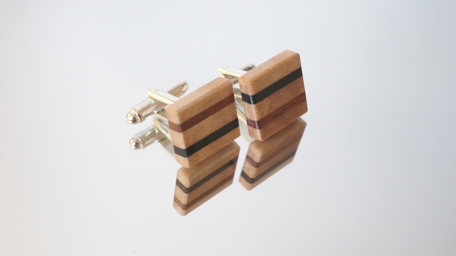 Wood Cuff Links Maple with Ebony/Mahogany Stripes – KwiltWood Studio